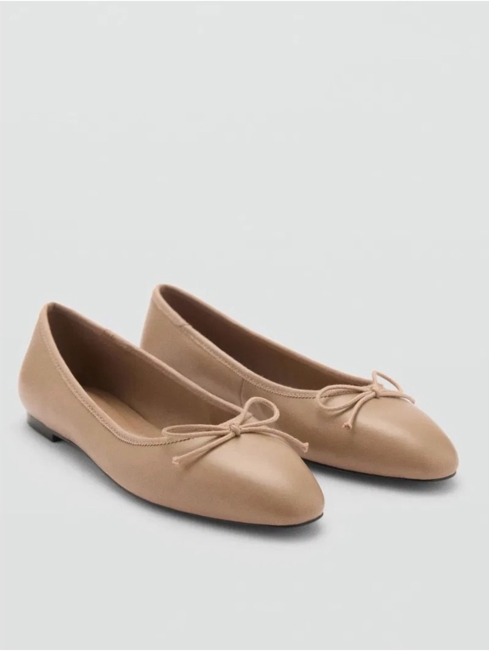 Mango Beige Bow-Tie Ballet Flats